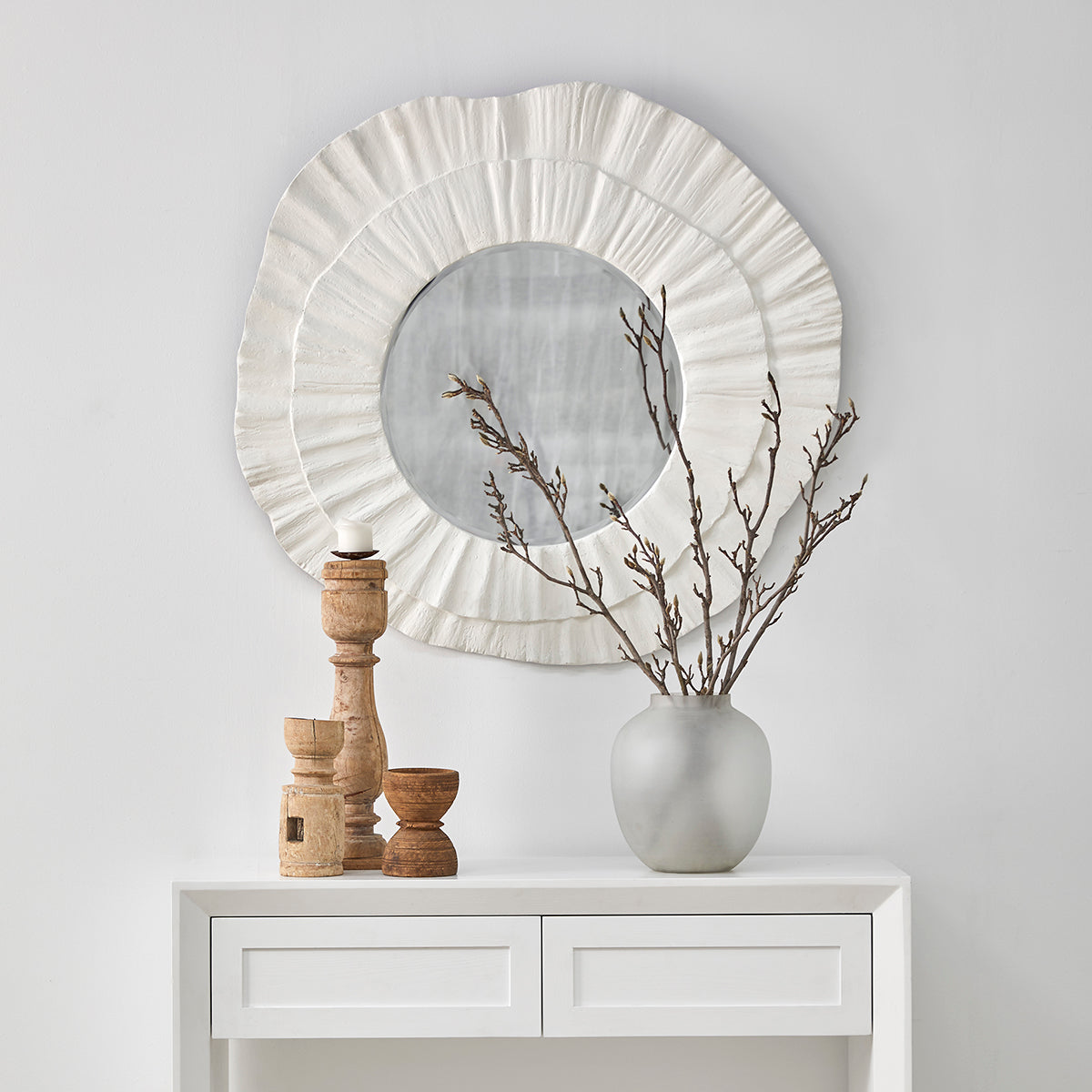Corfu 108x102cm Wall Mirror - White