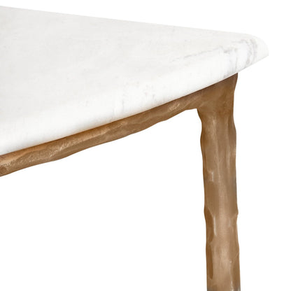 Heston 90cm Marble Demilune Table - Brass