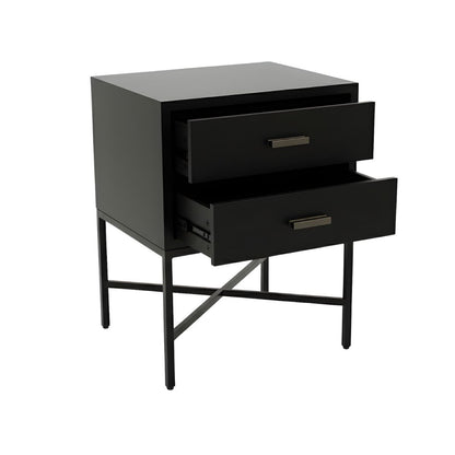 Nessa 2 Drawer Bedside Table - All Black