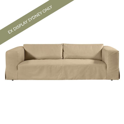 Pomona 3 Seater Sofa - Cappuccino Cream Leather - OUTLET NSW