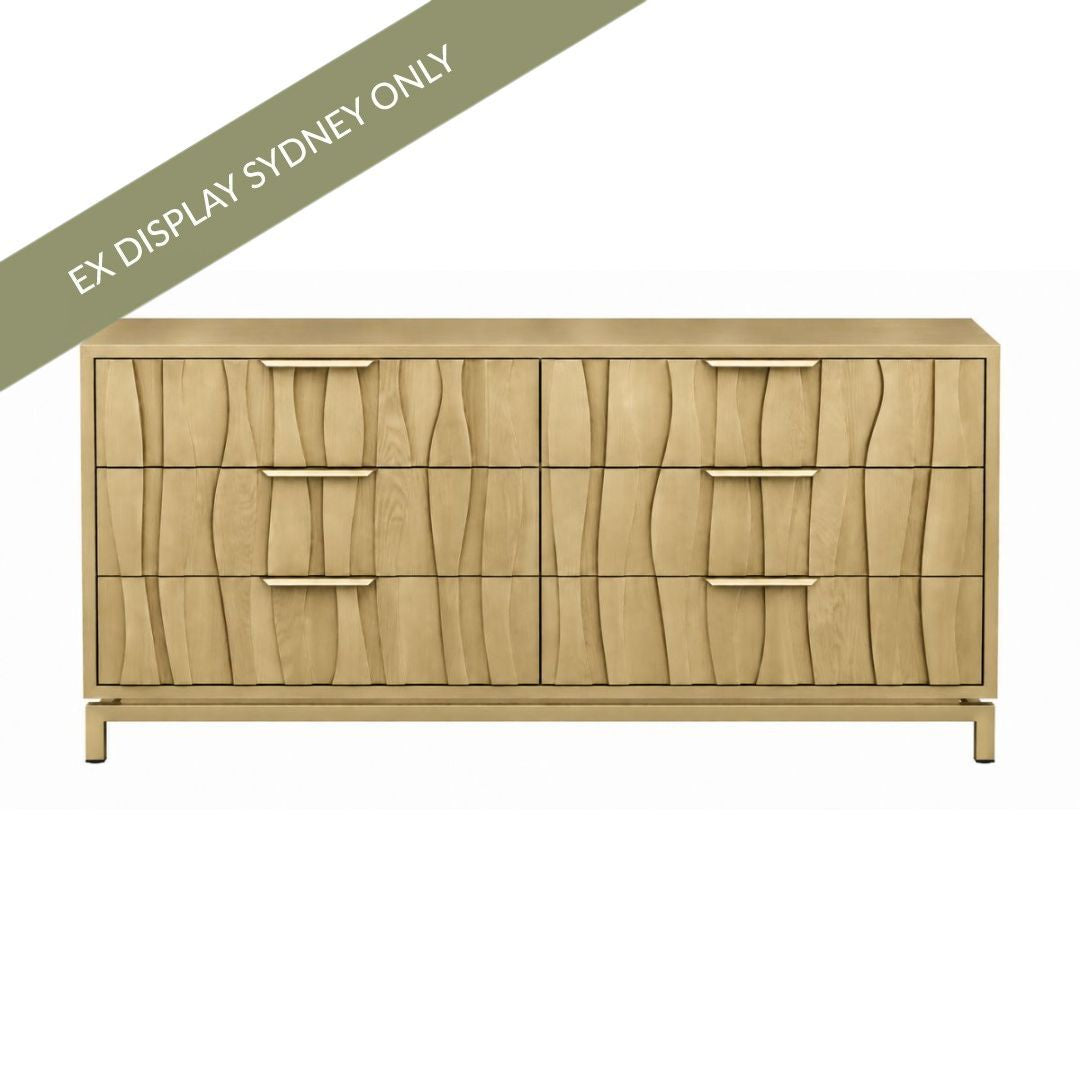 Ari 160cm 6 Drawer Chest - Antique Gold - OUTLET NSW