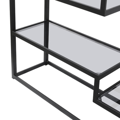 Mistique 130x200cm Glass Shelving Unit - Black