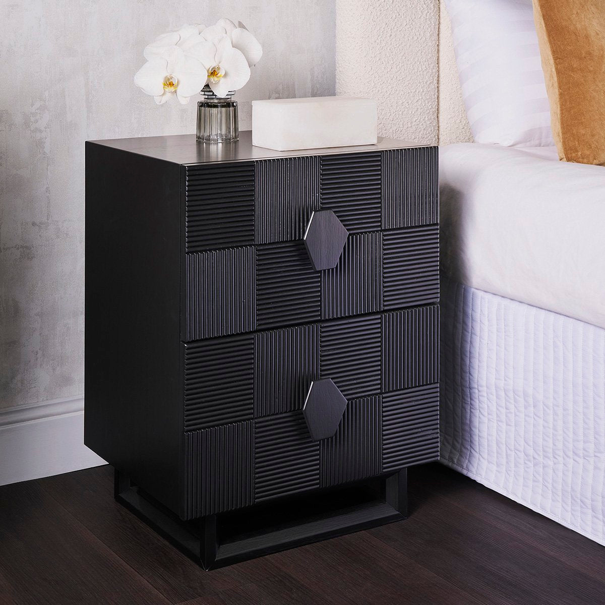 Alton 50x65cm Bedside Table - Black