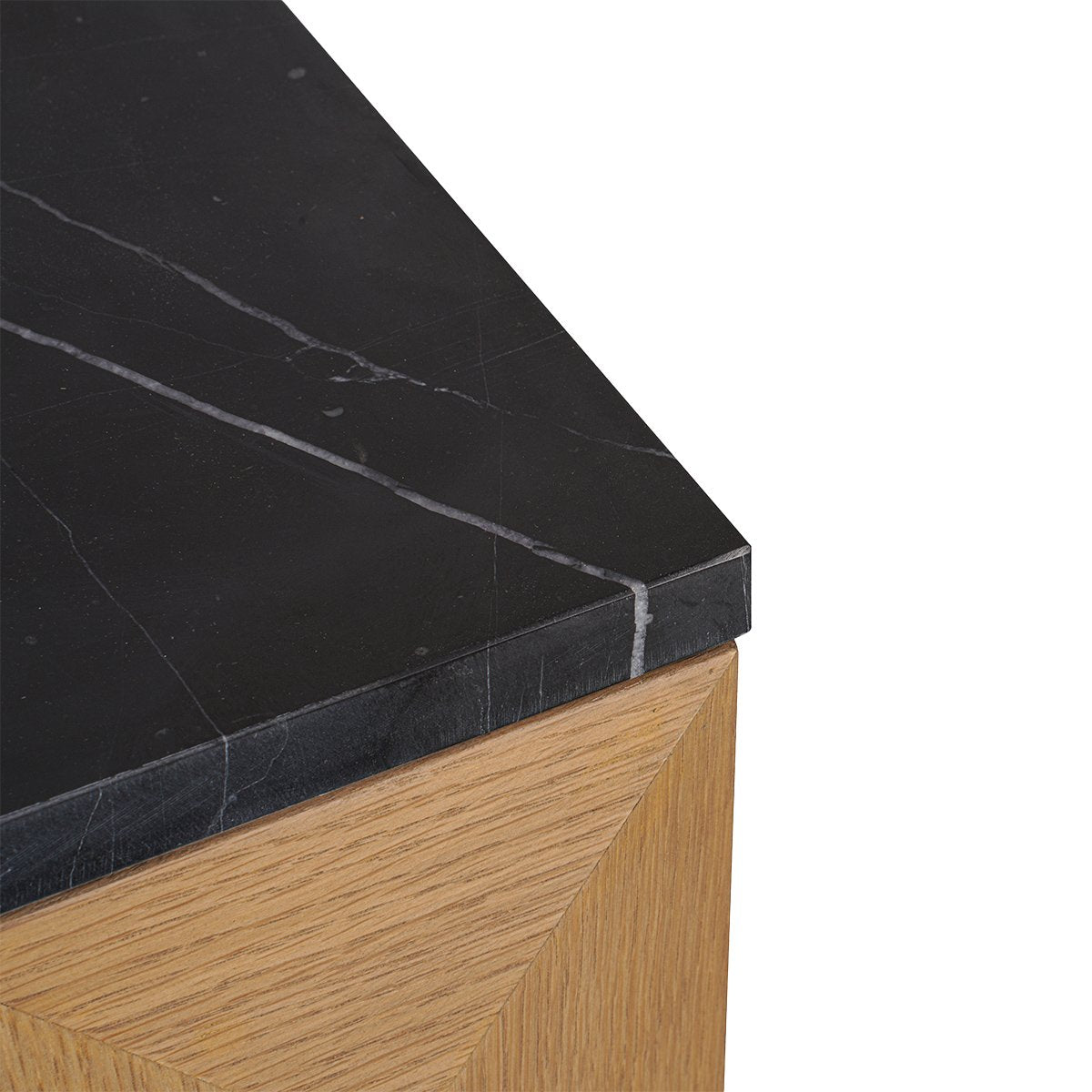 Benedict Natural Oak Bedside Table - Black Marble