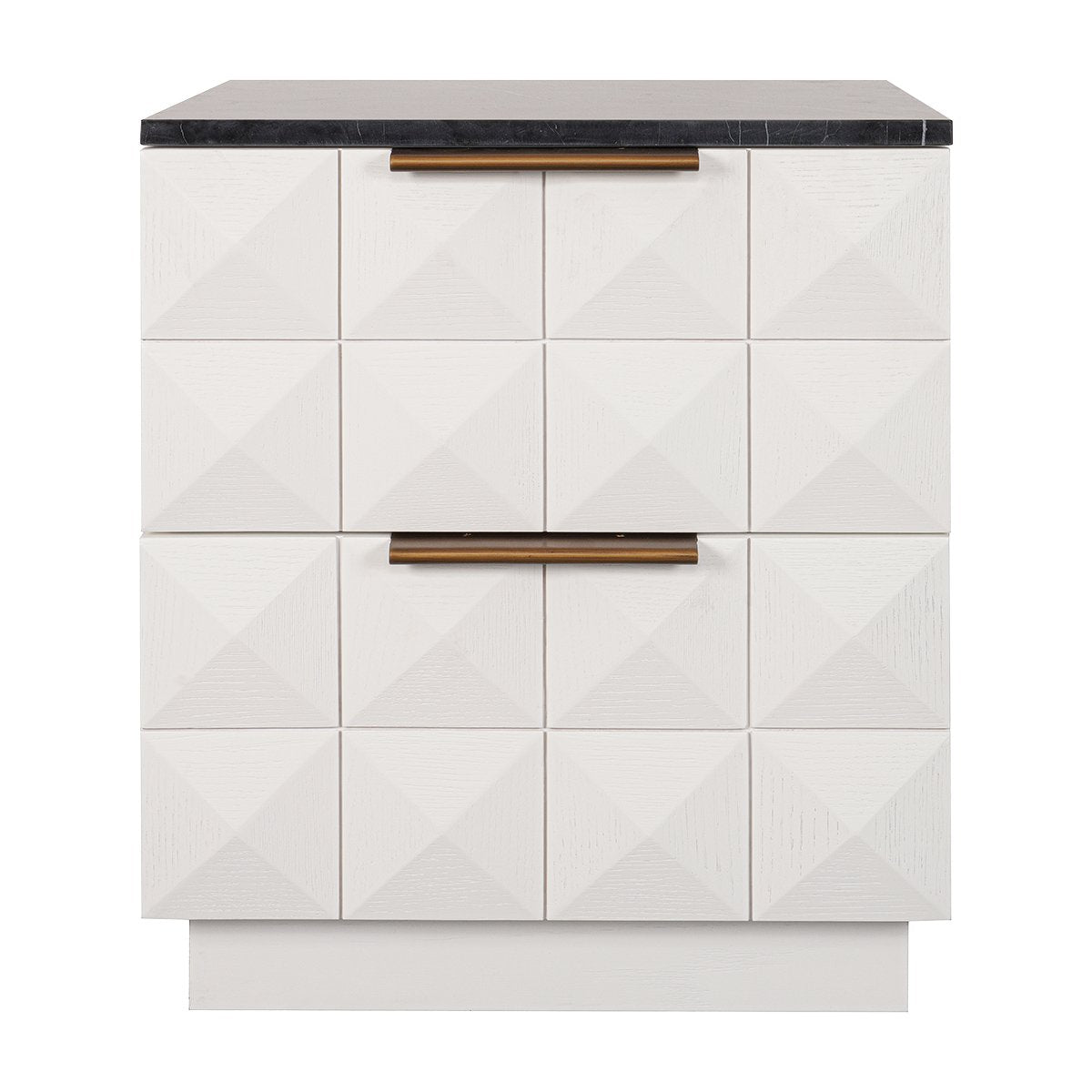 Benedict White Oak Bedside Table - Black Marble