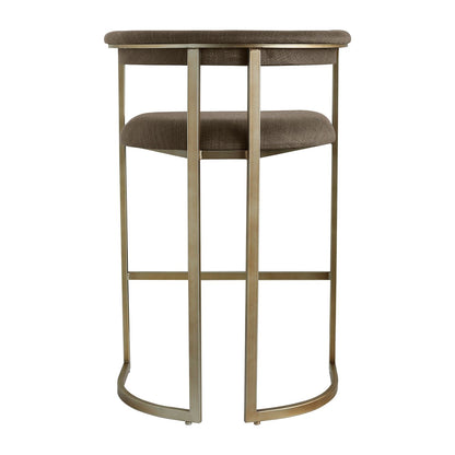 Dino Kitchen Stool with Upholstered Arms - Chocolate Linen