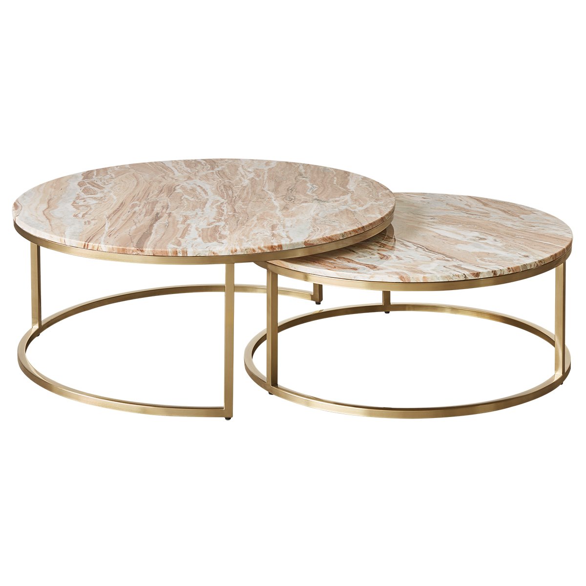 Chloe Pink Marble Nesting Coffee Table - Gold **Offline pending re-order