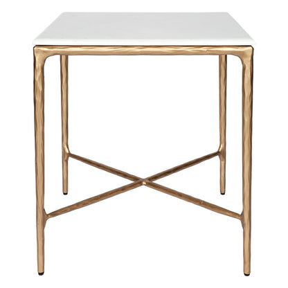 Heston Marble Square Side Table - Brass