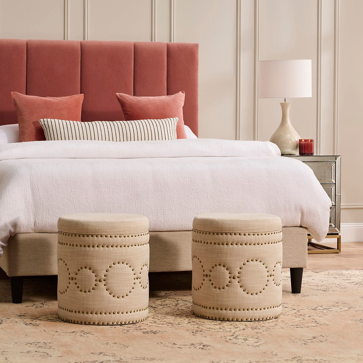 Bradshaw Round Storage Stool - Natural Linen