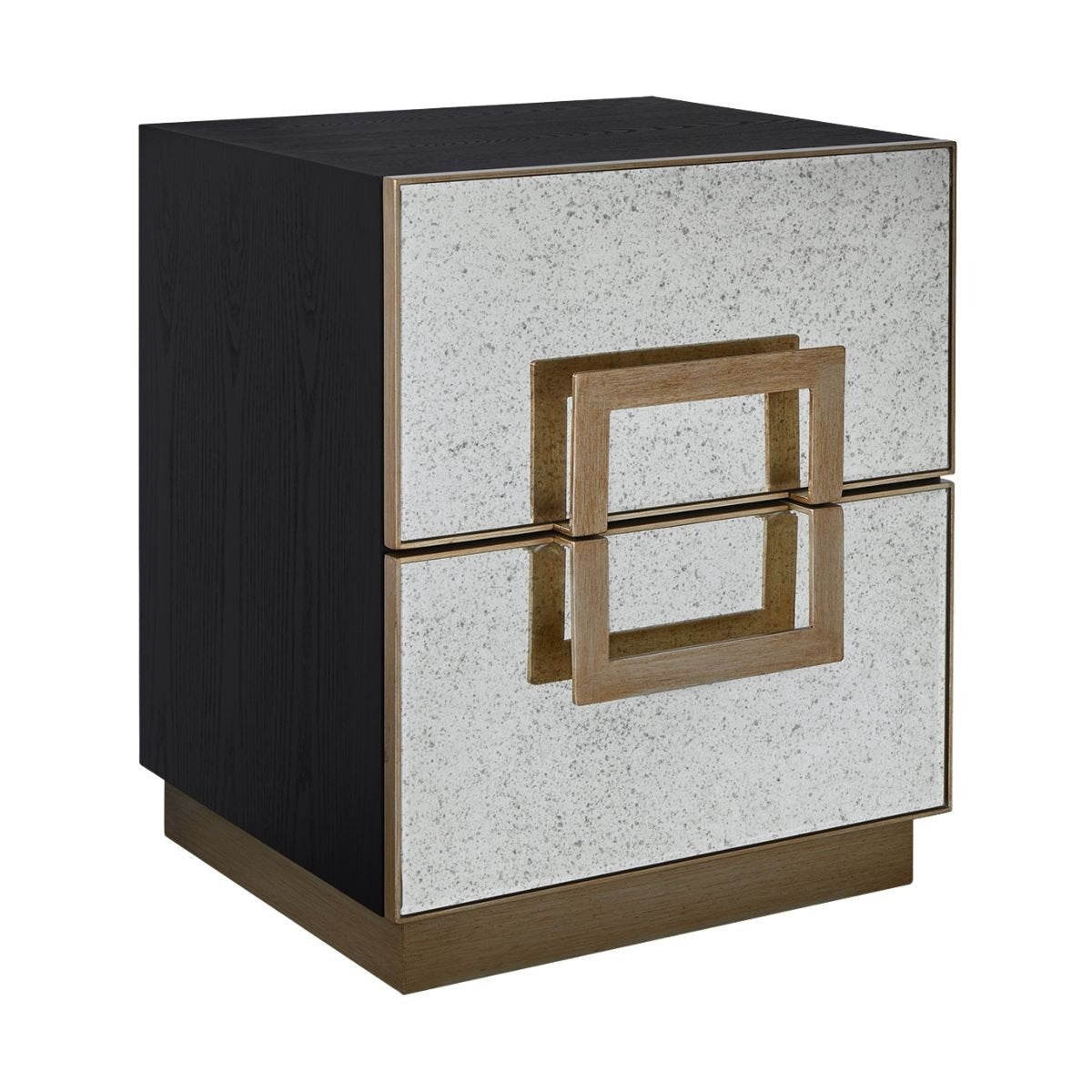 Mira 50x60cm Mirrored Bedside Table - Antique Gold