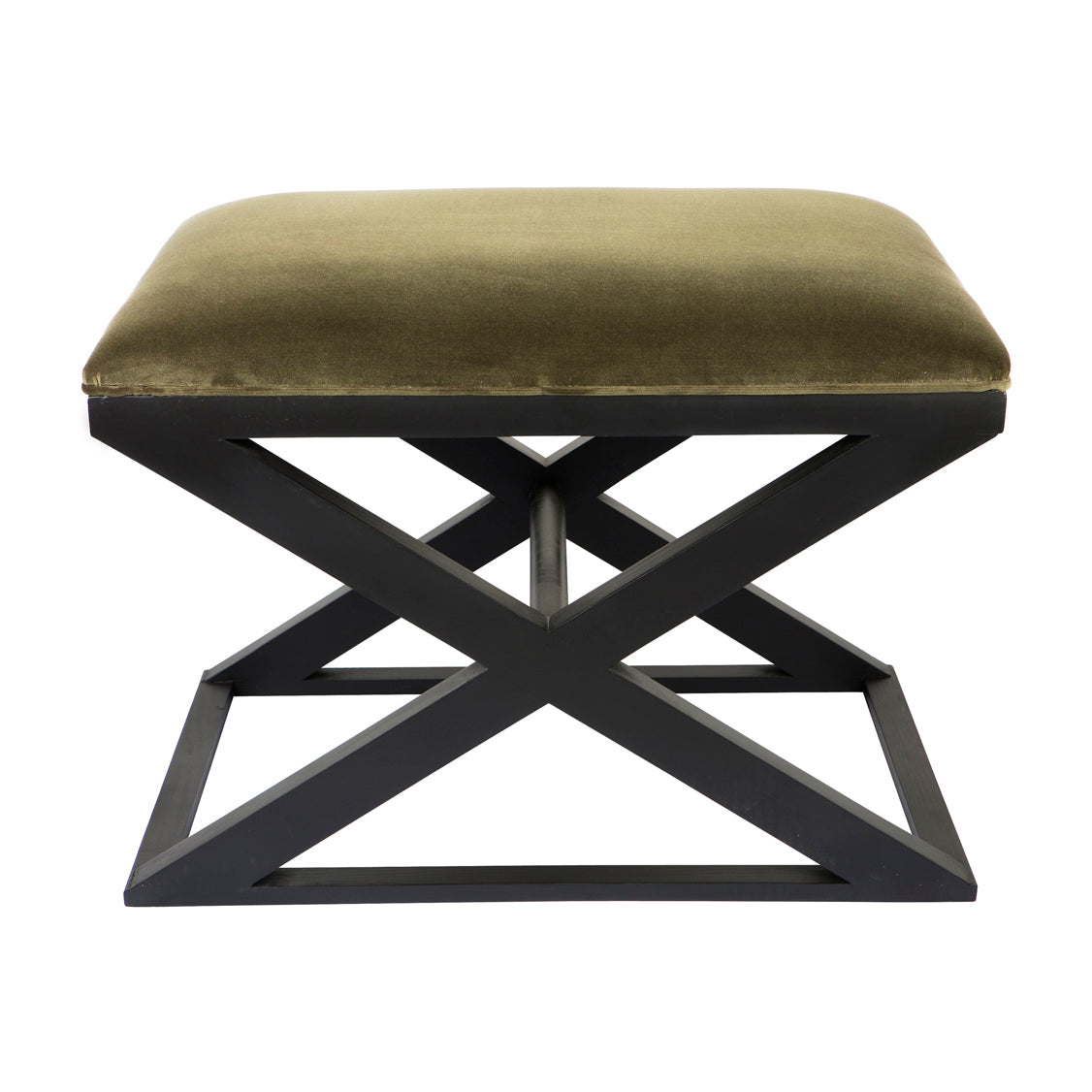 Spencer Black Timber Stool - Moss Velvet - OUTLET NSW