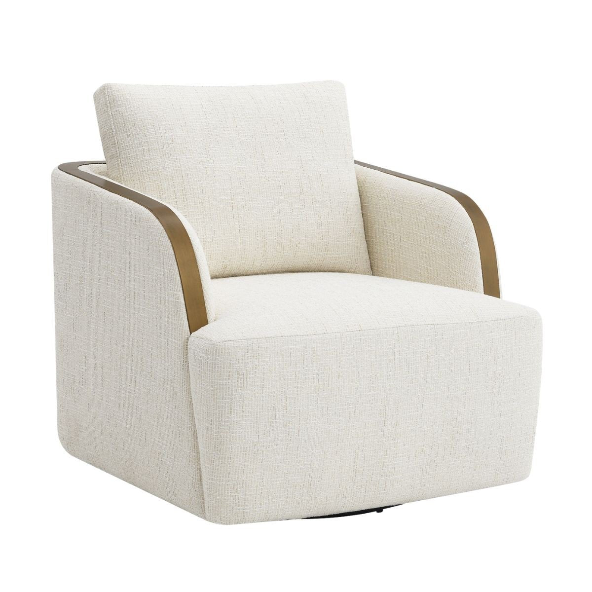 Compton Swivel Arm Chair - Brass/Ivory