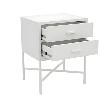 Nessa 45x60cm 2 Drawer Bedside Table - All White