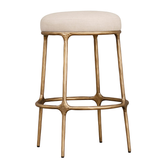 Heston Brass Kitchen Stool - Natural Linen