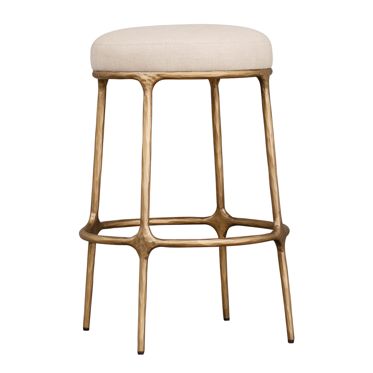 Heston Brass Kitchen Stool - Natural Linen
