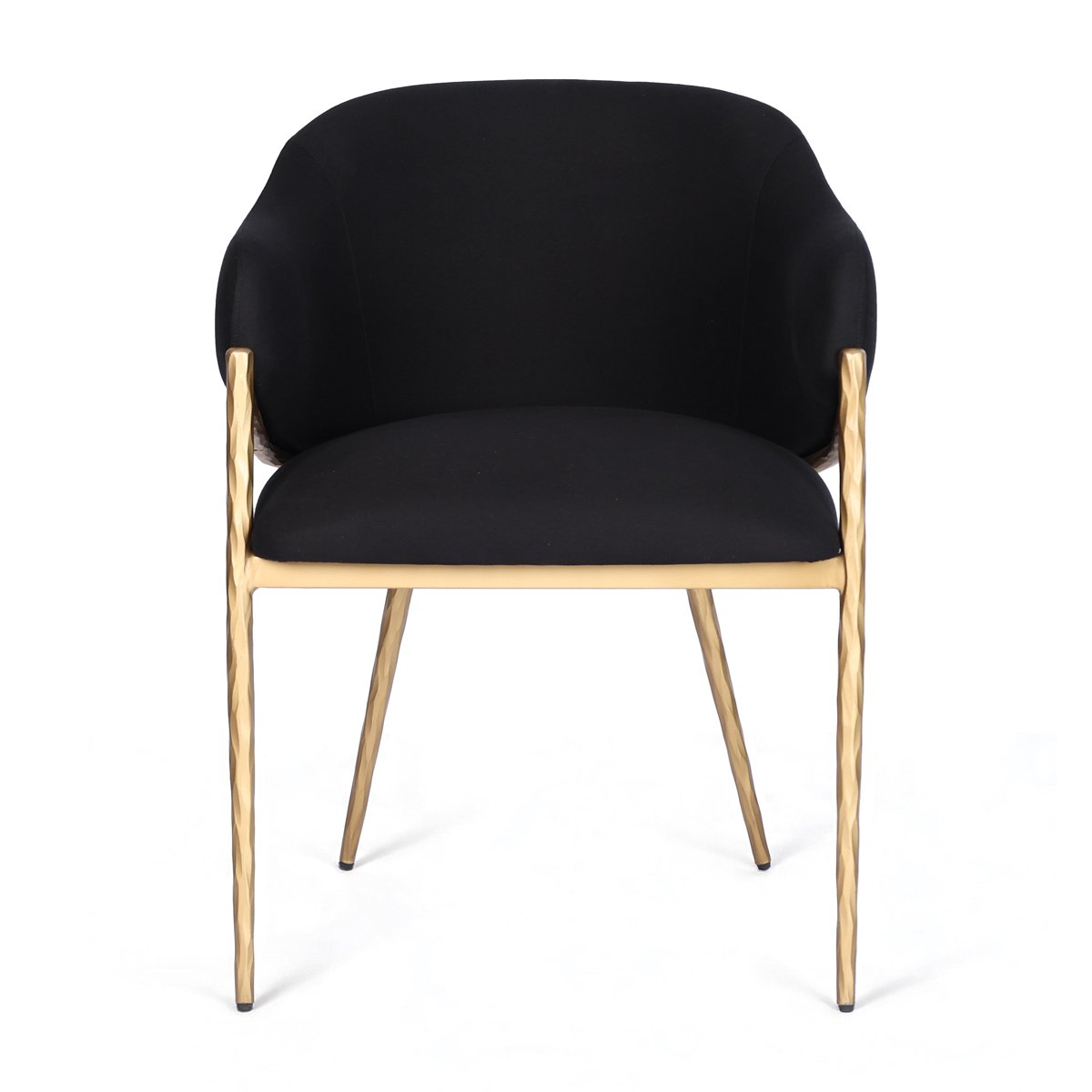 Heston Brass Dining Chair with Arms - Black Linen