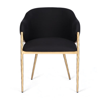 Heston Brass Dining Chair with Arms - Black Linen