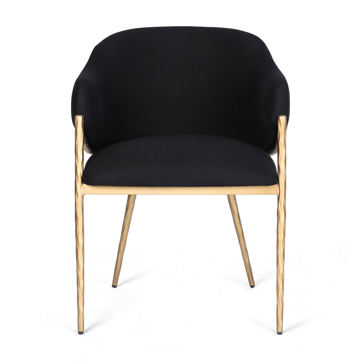 Heston Brass Dining Chair with Arms - Black Linen