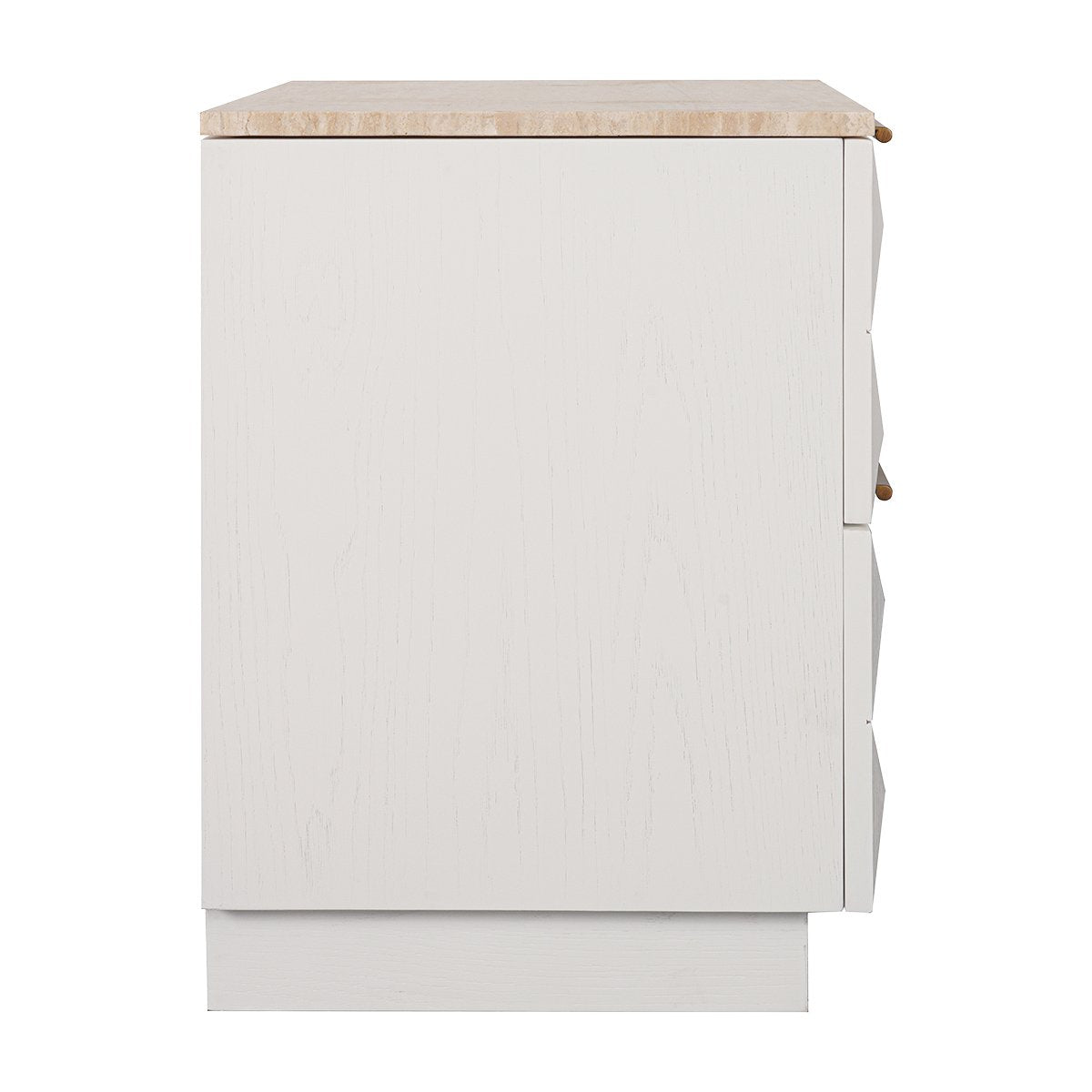 Benedict 53x62.5cm White Oak Bedside Table - Travertine