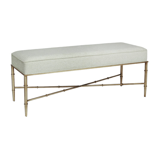 Hacienda Antique Gold Iron Bench Ottoman - Speckle Ecru