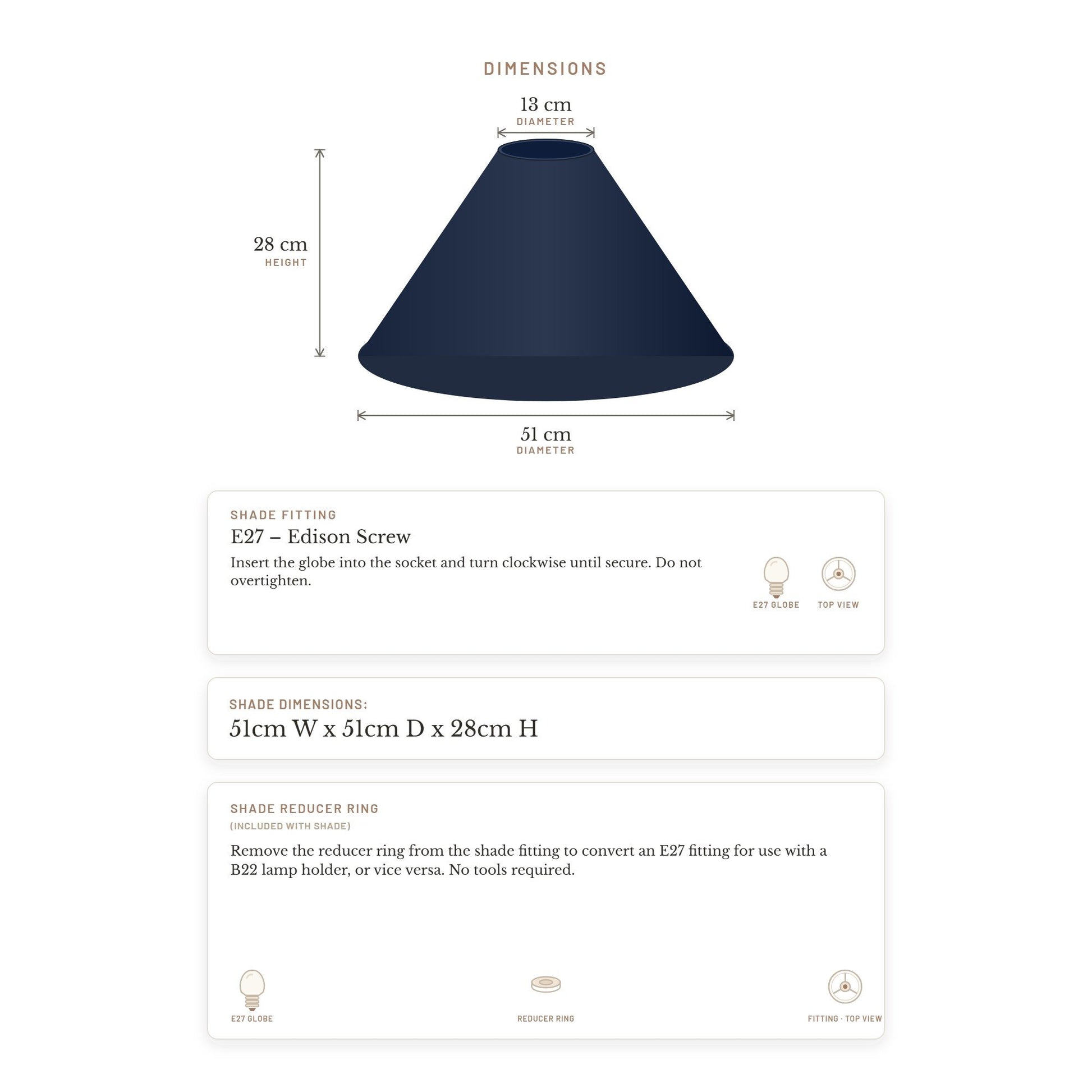 Messina Empire Shade - Large Navy - Bulk Buy Qty 5 – view 5
