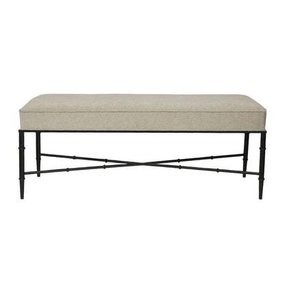Hacienda Black Iron Bench Ottoman - Wheat