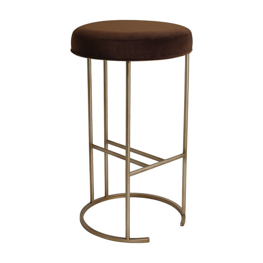 Blackley Gold Iron Kitchen Stool - Dark Chocolate Velvet