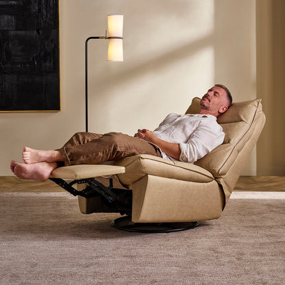 Lusitano Recliner Chair - Cappuccino Cream Leather - OUTLET NSW