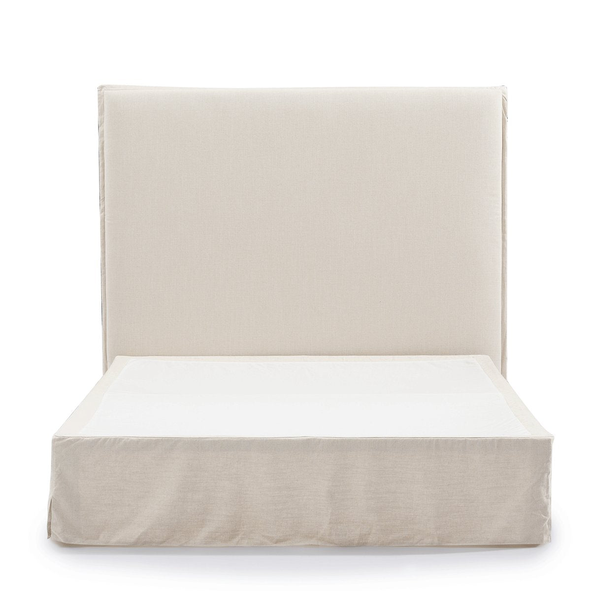 Brighton Slip Cover Queen Bedhead w Valance - Natural Linen - OUTLET NSW