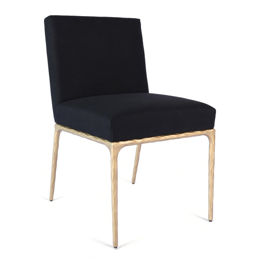 Heston Brass Dining Chair - Black Linen