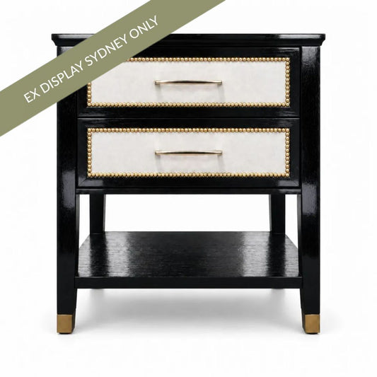 Lincoln 50x50cm Bedside Table with Shelf - Black - OUTLET NSW
