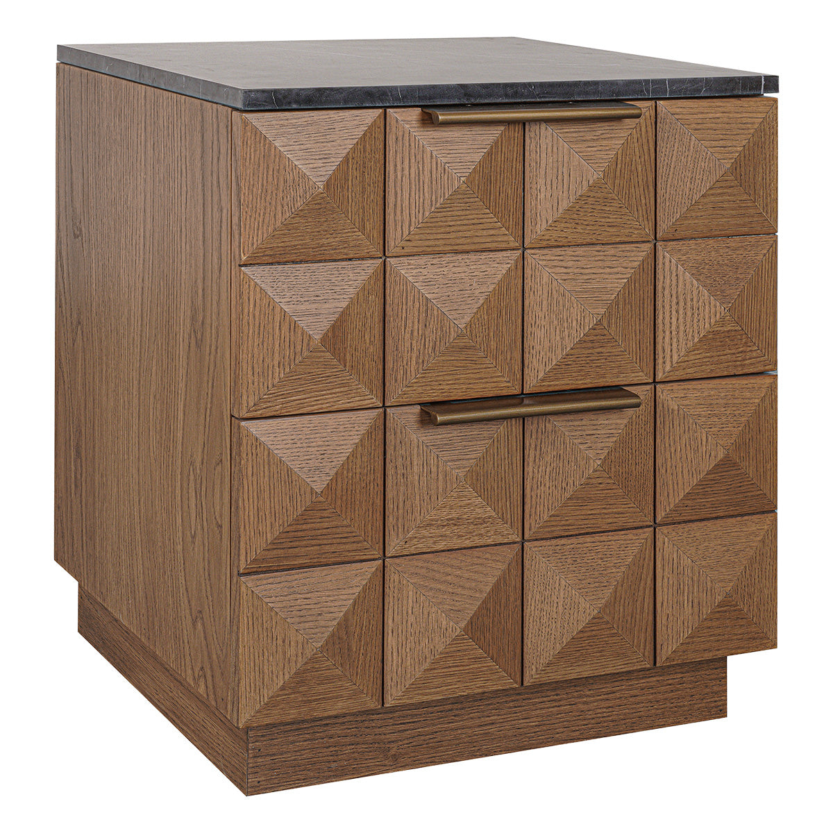 Benedict 53x62.5cm Walnut Bedside Table - Black Marble
