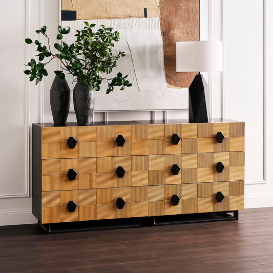 Alton 3 Drawer Chest -  Natural and Black