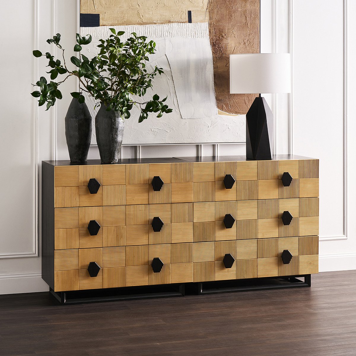 Alton 3 Drawer Chest -  Natural and Black