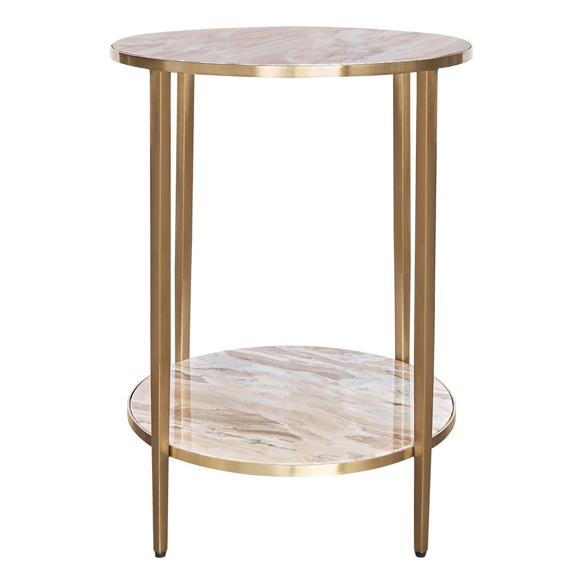Chloe Pink Marble Side Table - Gold - OUTLET NSW