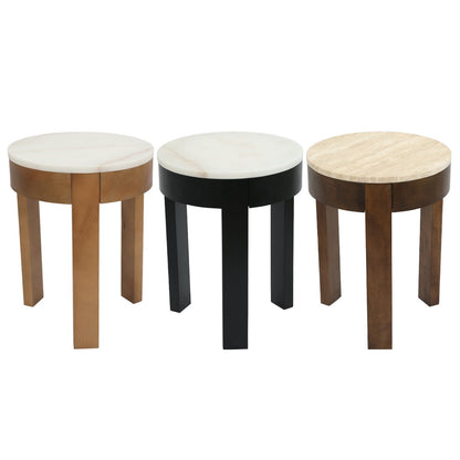 Oliver Travertine Side Table - Small Brown