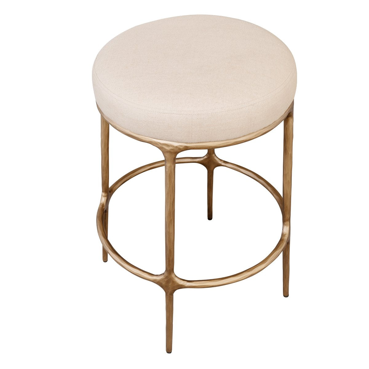Heston Brass Kitchen Stool - Natural Linen