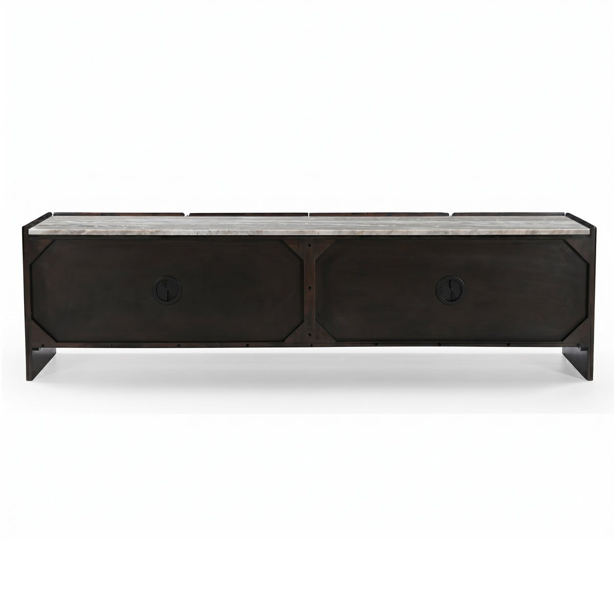 Edwin 200cm River Brown Marble Entertainment Unit - Dark Walnut