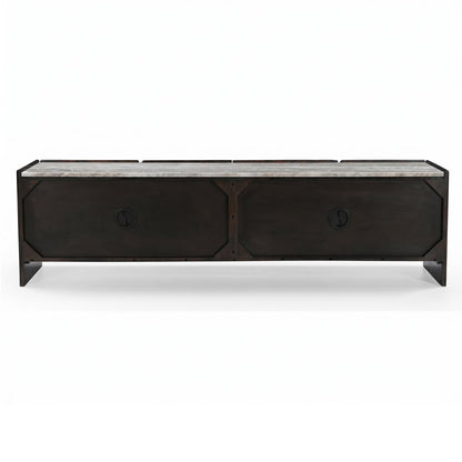 Edwin River Brown Marble Entertainment Unit - Dark Walnut