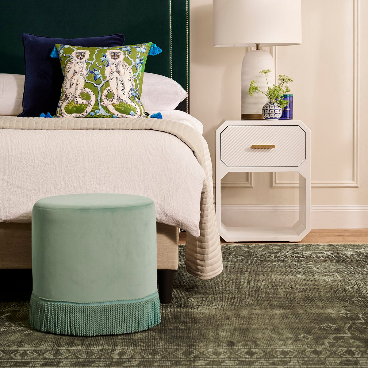 Nemi Stool - Duck Egg Blue Velvet - OUTLET NSW