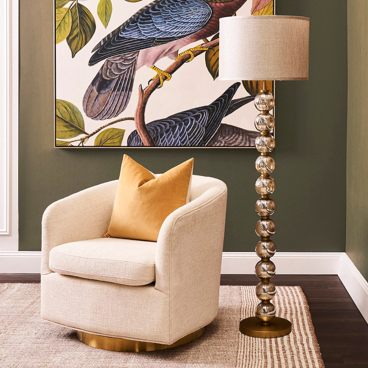 Belvedere Swivel Arm Chair - Natural Tweed
