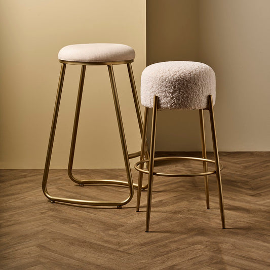 Nino Kitchen Stool - White Boucle