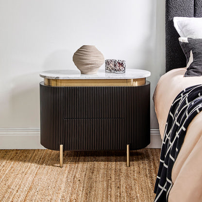 Demarco 76x60cm Bedside Table - Black
