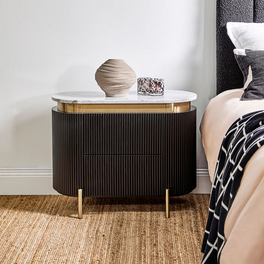 Demarco 76x60cm Bedside Table - Black