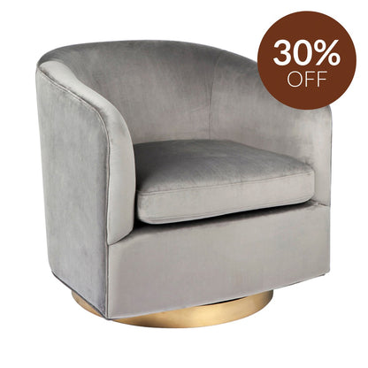 Belvedere Swivel Arm Chair - Charcoal Velvet