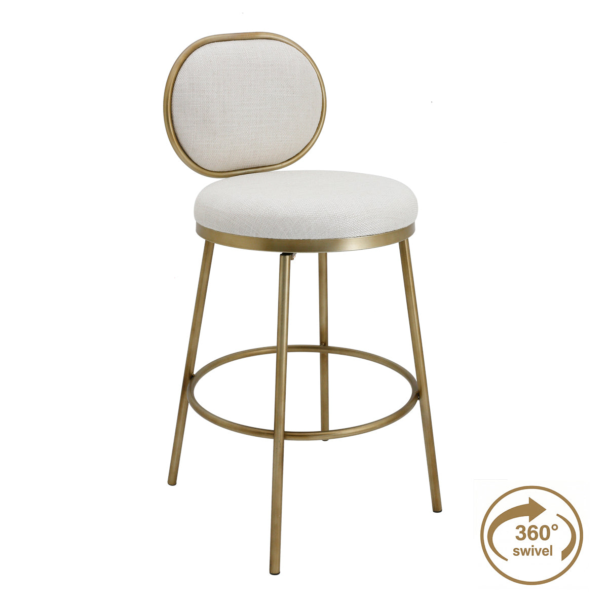 Eliza Swivel Kitchen Stool - Natural Linen
