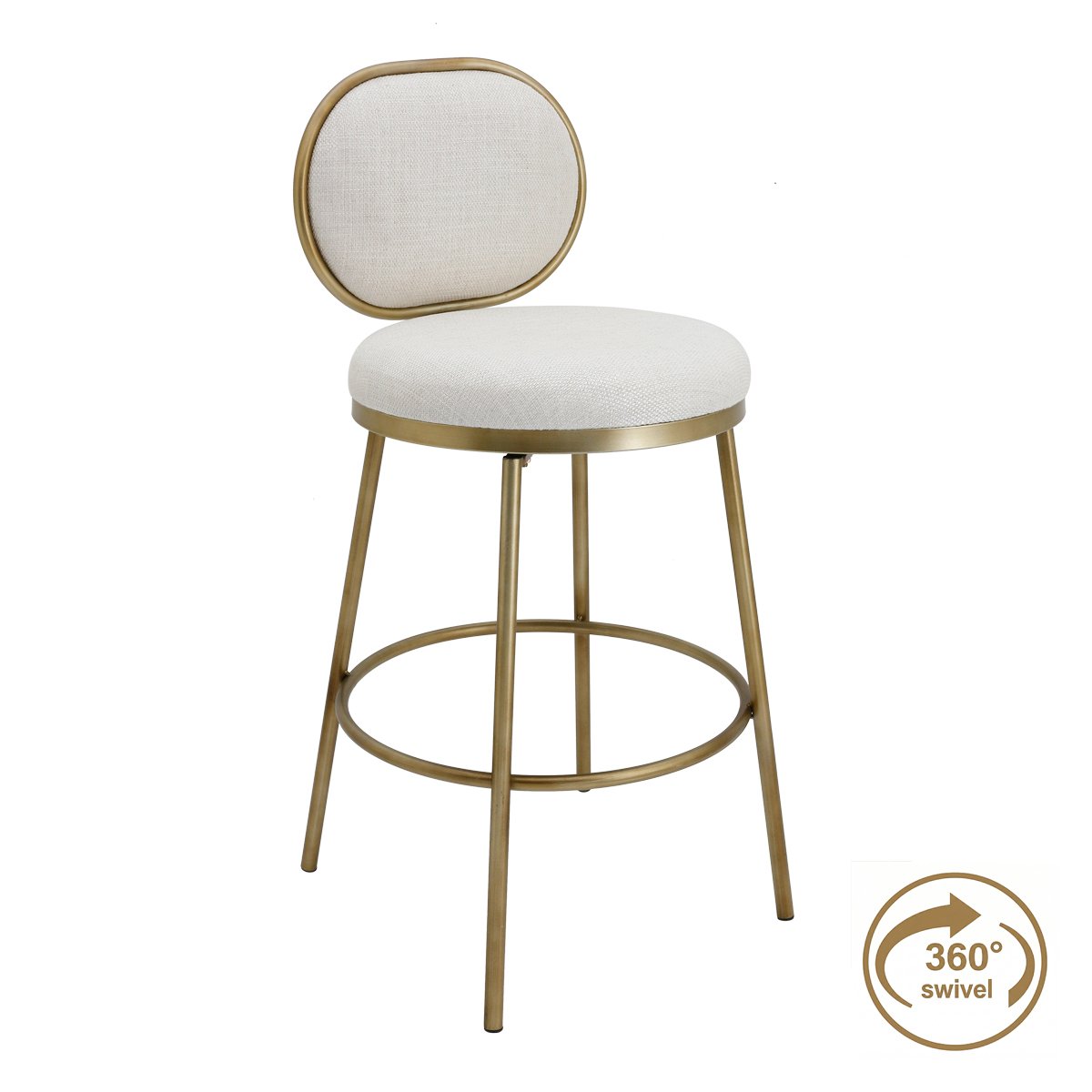 Eliza Swivel Kitchen Stool - Natural Linen