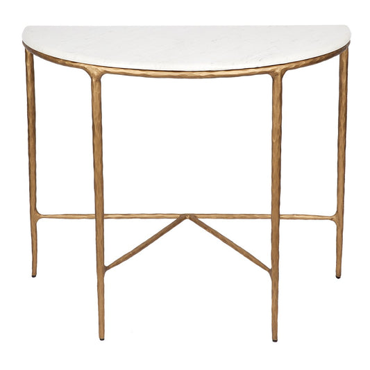 Heston Marble Demilune Table - Brass