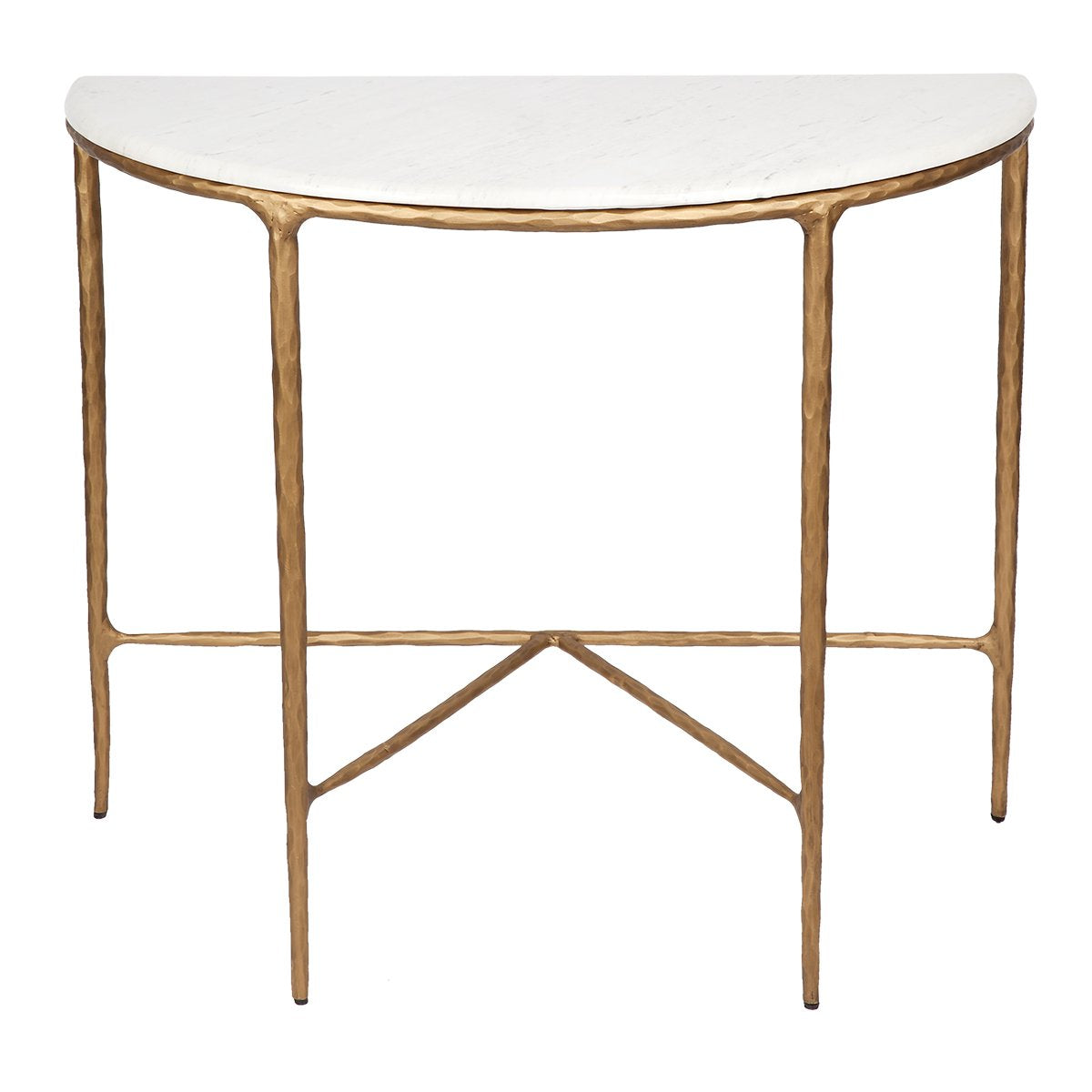 Heston 90cm Marble Demilune Table - Brass