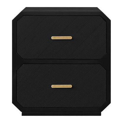 Anderson 2 Drawer Bedside Table - Black